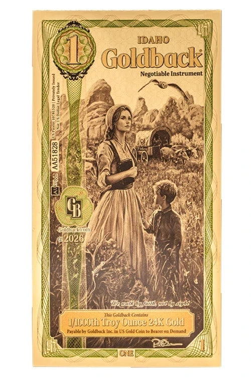 2026 IDAHO 1 GOLDBACK NOTE ALPHA SERIES 1/1000TH oz .999 GOLD