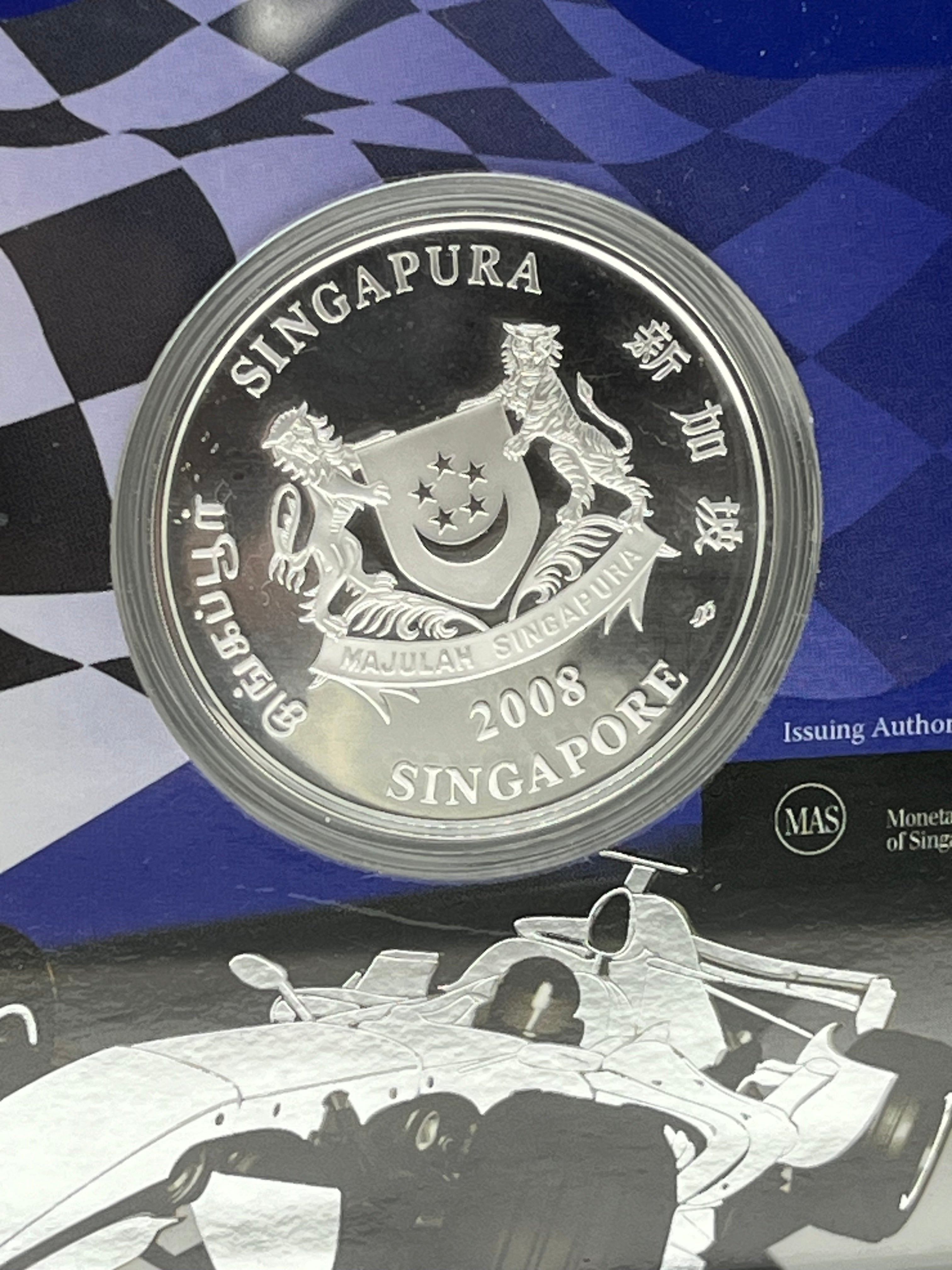 2008 $50 Singapore Silver Proof - Inaugural F1 Night Grand Prix