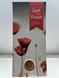 2015 Australian RAM $2 Lest We Forget 'Poppy' Counterstamp Colour Coin - Carded