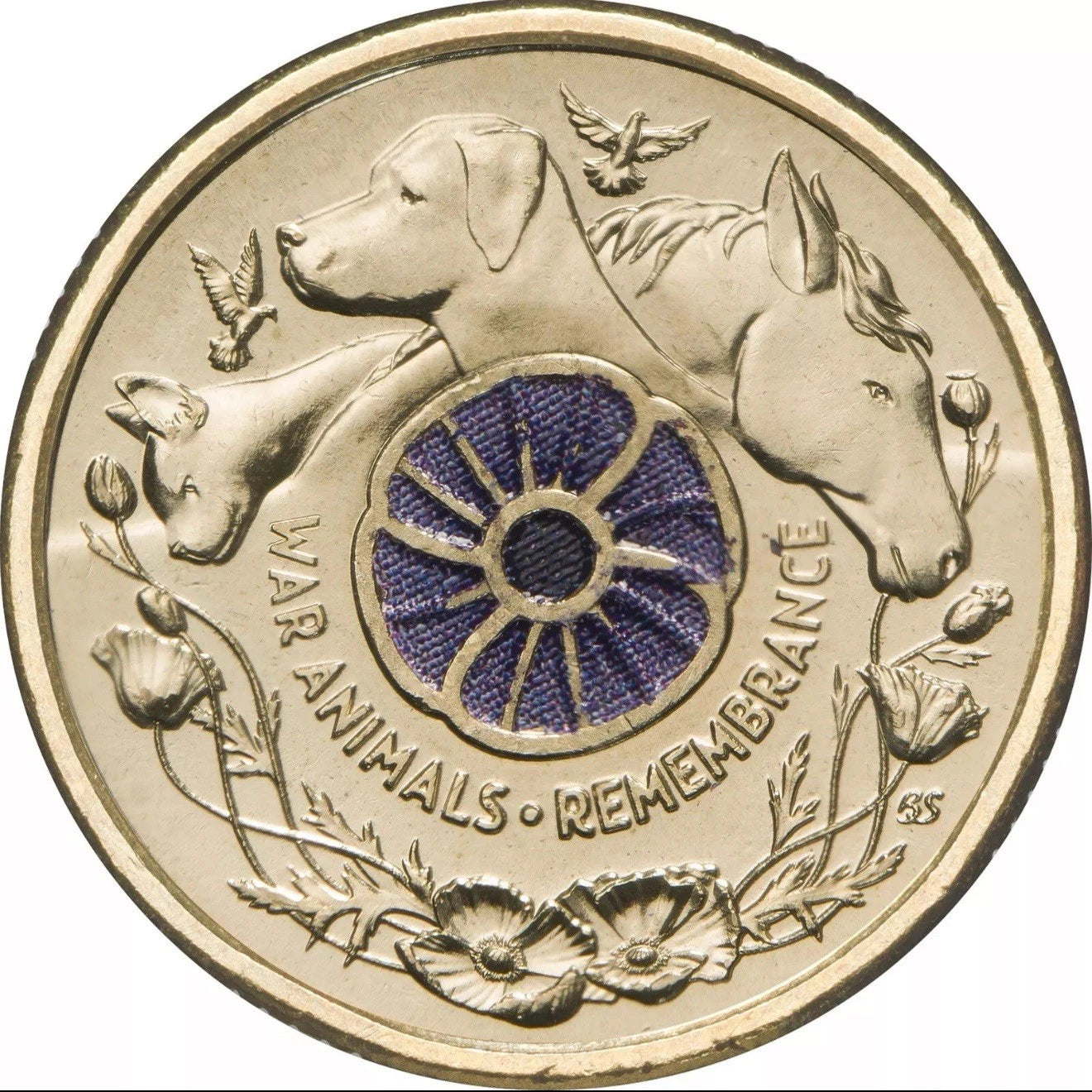 War Animals Remembrance 2024 Purple Poppy Coloured Coin $2